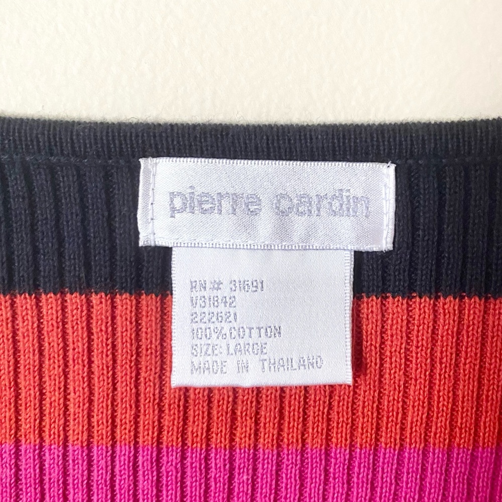 Vintage Pierre Cardin Striped V-Neck Sweater - Picture 7 of 8